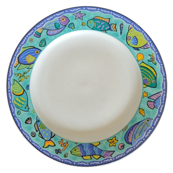1 Vtg 96 Sakura Caribbean Wave Dinner Plate Ocean Fish - Picture 1 of 3